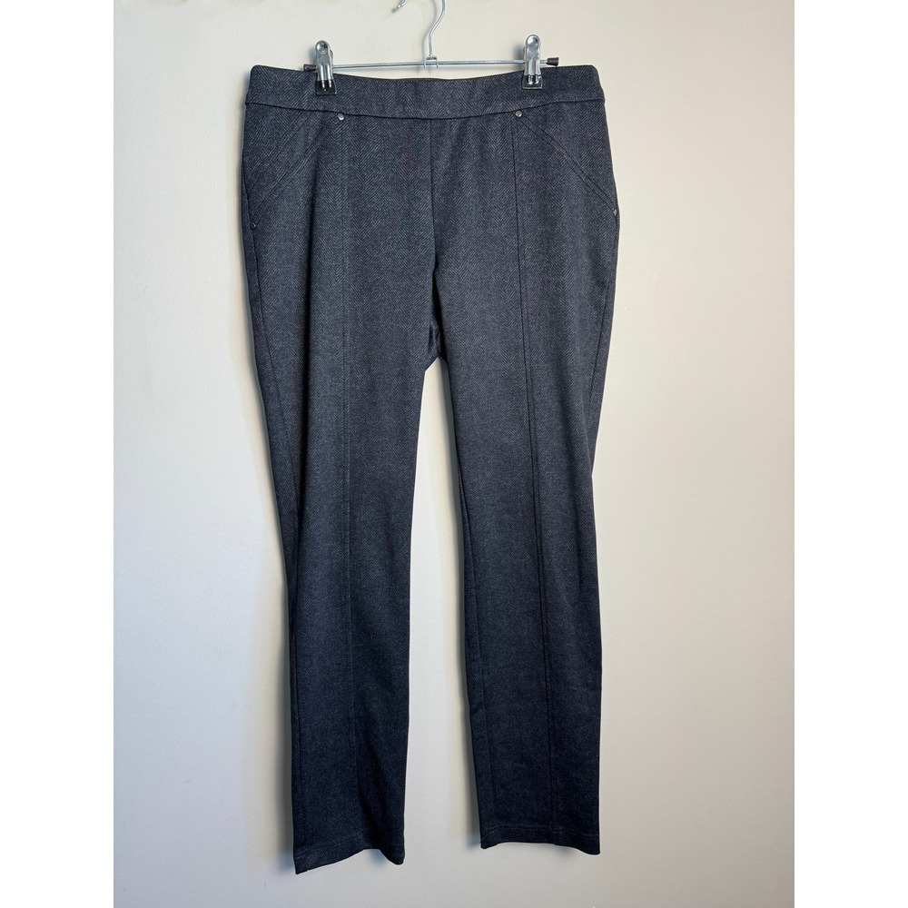 Charlie B Womens Gray Herringbone Pull On Trousers Size 8 Office Career Stretch